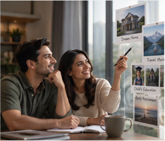 Couple defining and planning long-term financial goals